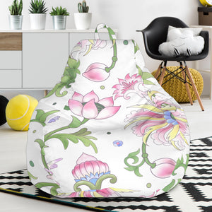 Beautiful Pink Lotus Waterlily Leaves Pattern Bean Bag Cover