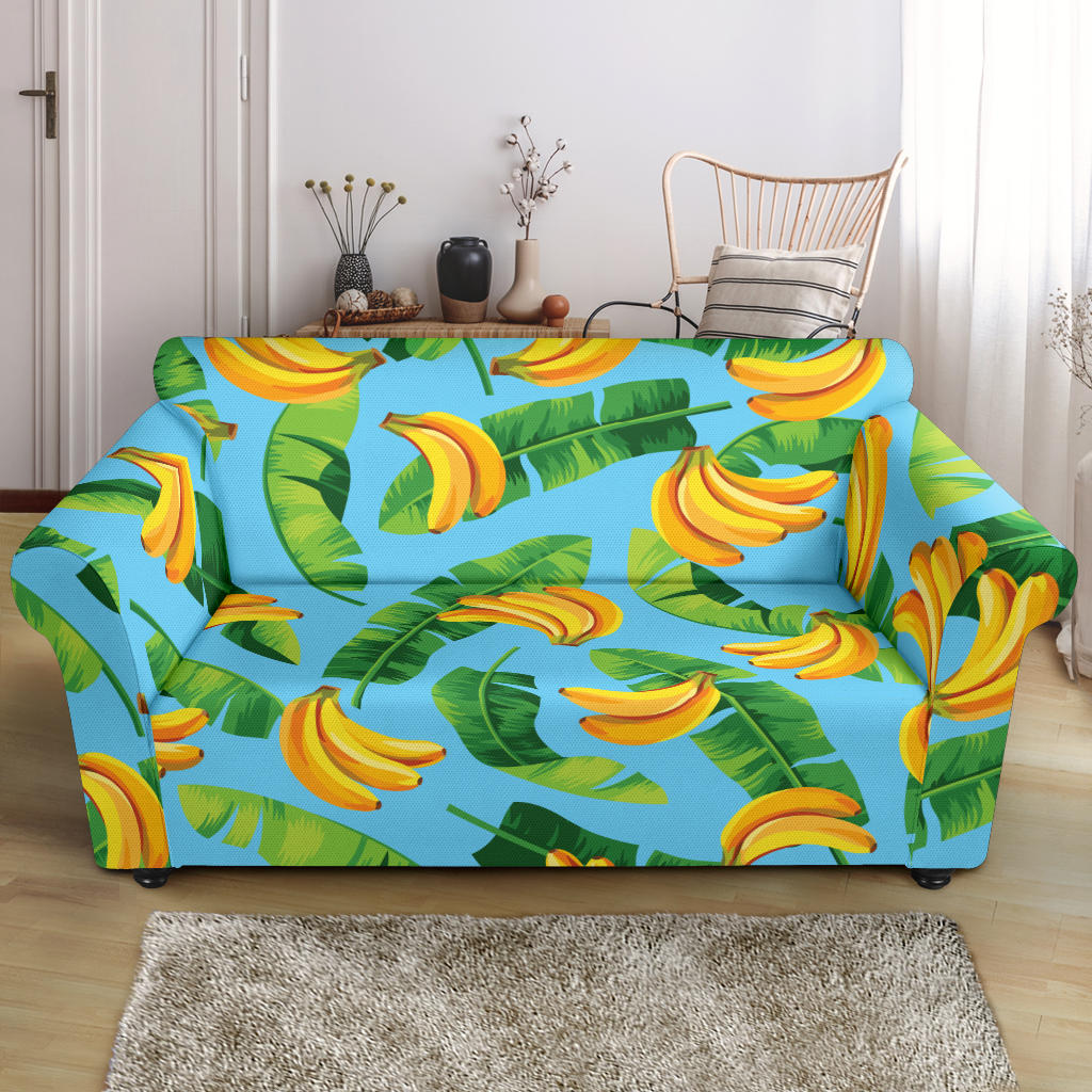Banana Leaves Banana Design Pattern Loveseat Couch Slipcover