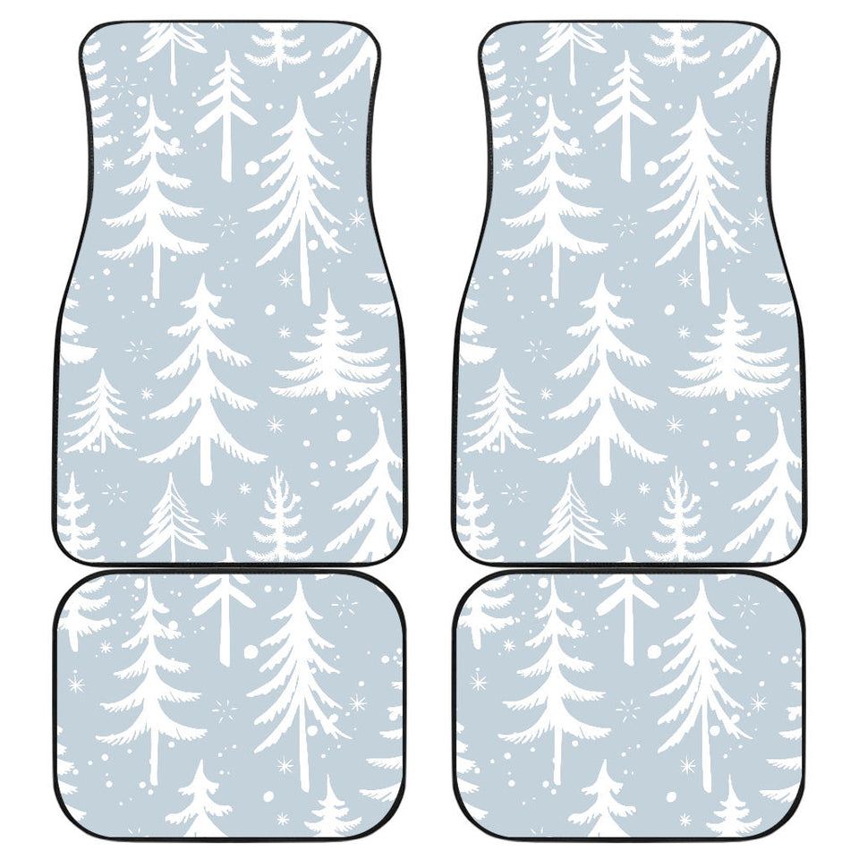 Christmas Tree Winter Forest Pattern Front And Back Car Mats