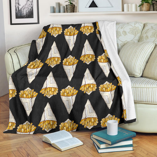 French Fries Dark Background Premium Blanket