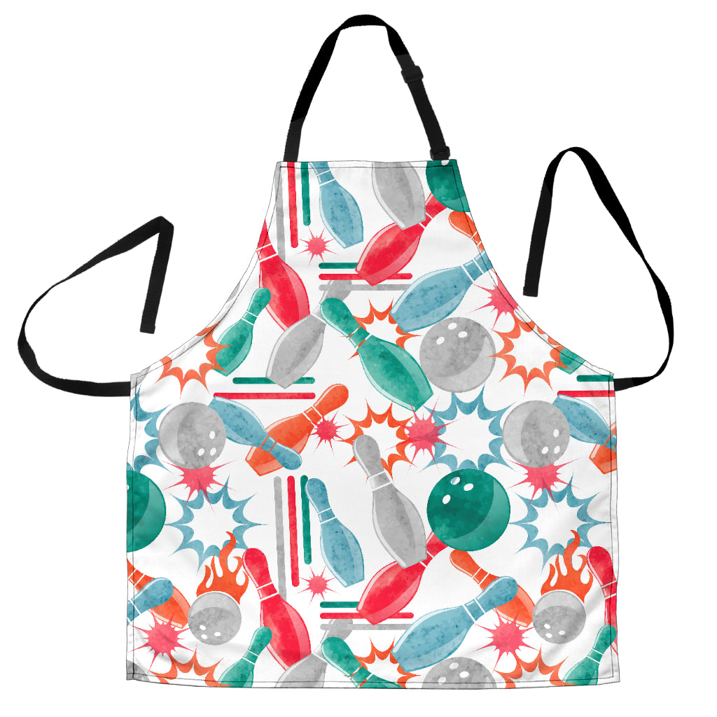 Watercolor Bowling Pattern Adjustable Apron