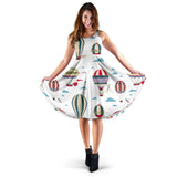Hot Air Balloon Pattern Sleeveless Midi Dress