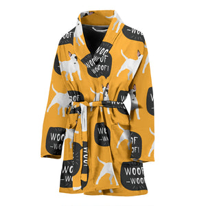 Bull Terrier Pattern Print Design 03 Women's Bathrobe