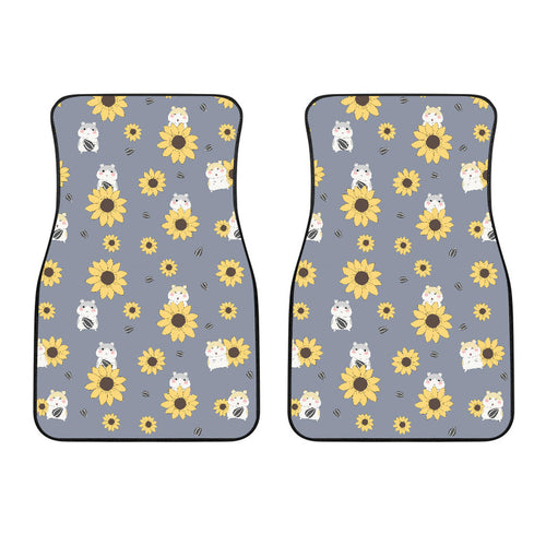 Cute Hamster Sunflower Pattern Background Front Car Mats