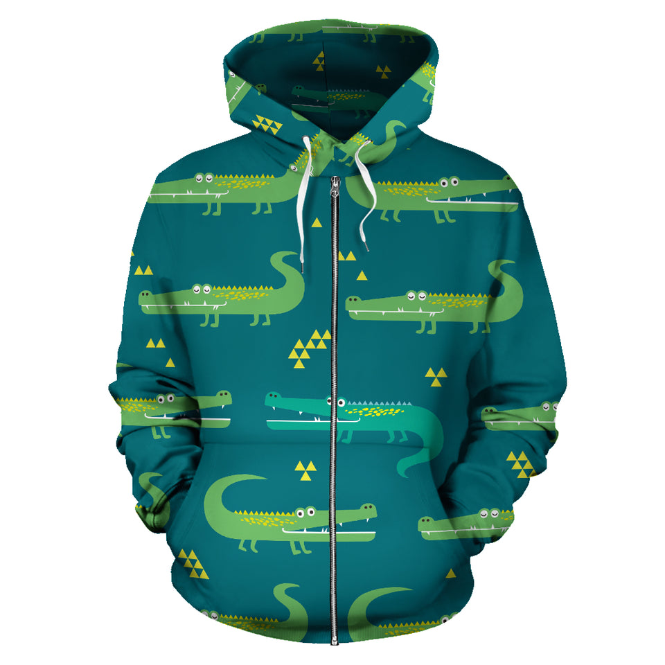 Crocodile Pattern Zip Up Hoodie