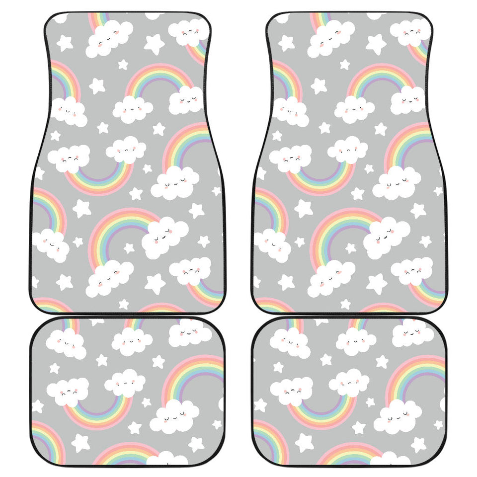 Cute Rainbow Clound Star Pattern Front And Back Car Mats