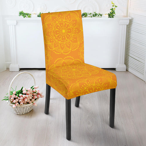 Orange Traditional Indian Element Pattern Dining Chair Slipcover