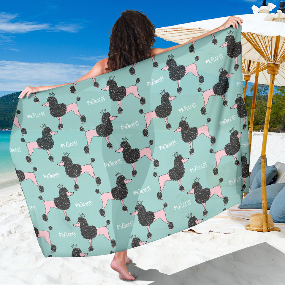 Poodle Dog Green Background Sarong