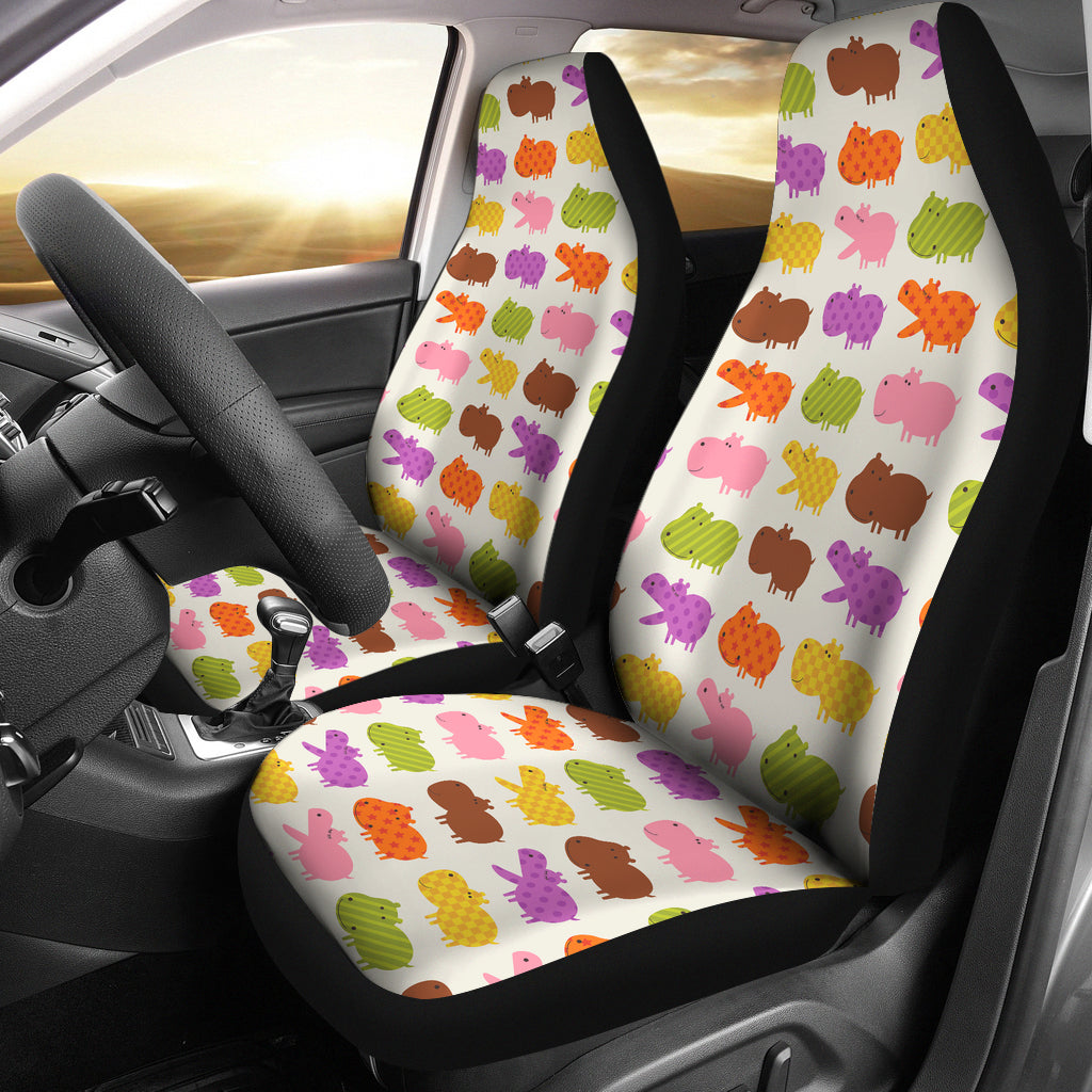 Hippopotamus Pattern Print Design 01 Universal Fit Car Seat Covers