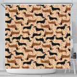 Dachshund Floral Background Shower Curtain Fulfilled In US