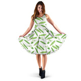 Green Peas Pattern Print Design 04 Sleeveless Midi Dress