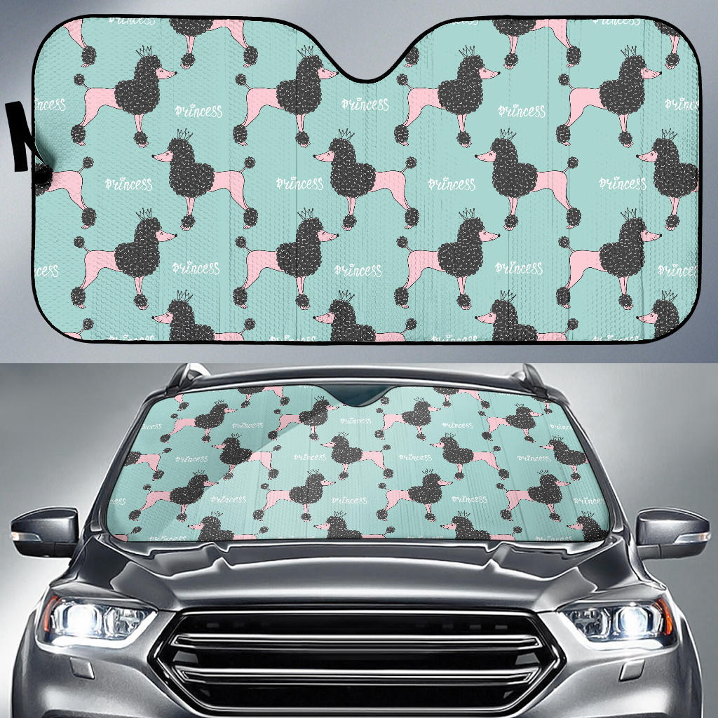Poodle Dog Green Background Car Sun Shade