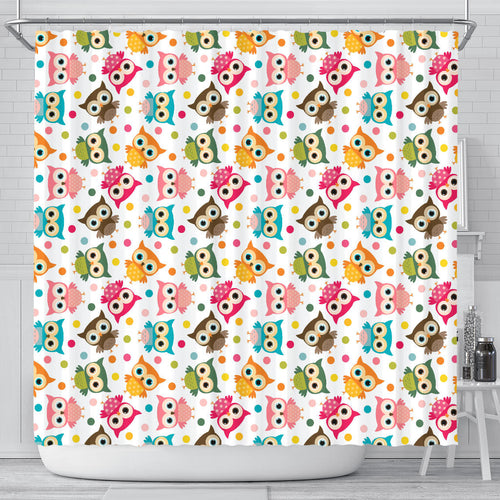 Color Cute Owl Pattern Shower Curtain Fulfilled In US