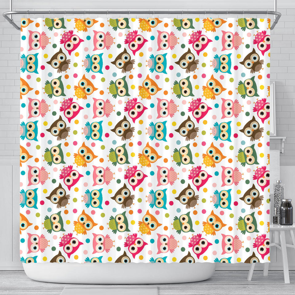Color Cute Owl Pattern Shower Curtain Fulfilled In US