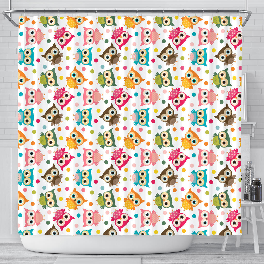 Color Cute Owl Pattern Shower Curtain Fulfilled In US