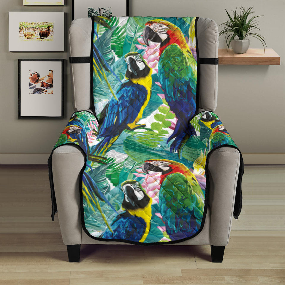 Colorful parrot exotic flower leaves Chair Cover Protector