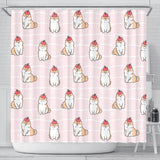 Cute Shiba Inu Dog Apple Pattern Shower Curtain Fulfilled In US