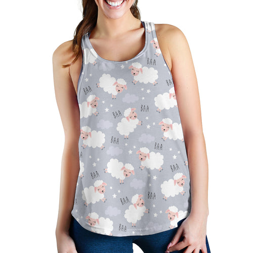Sweet dreams sheep pattern Women Racerback Tank Top