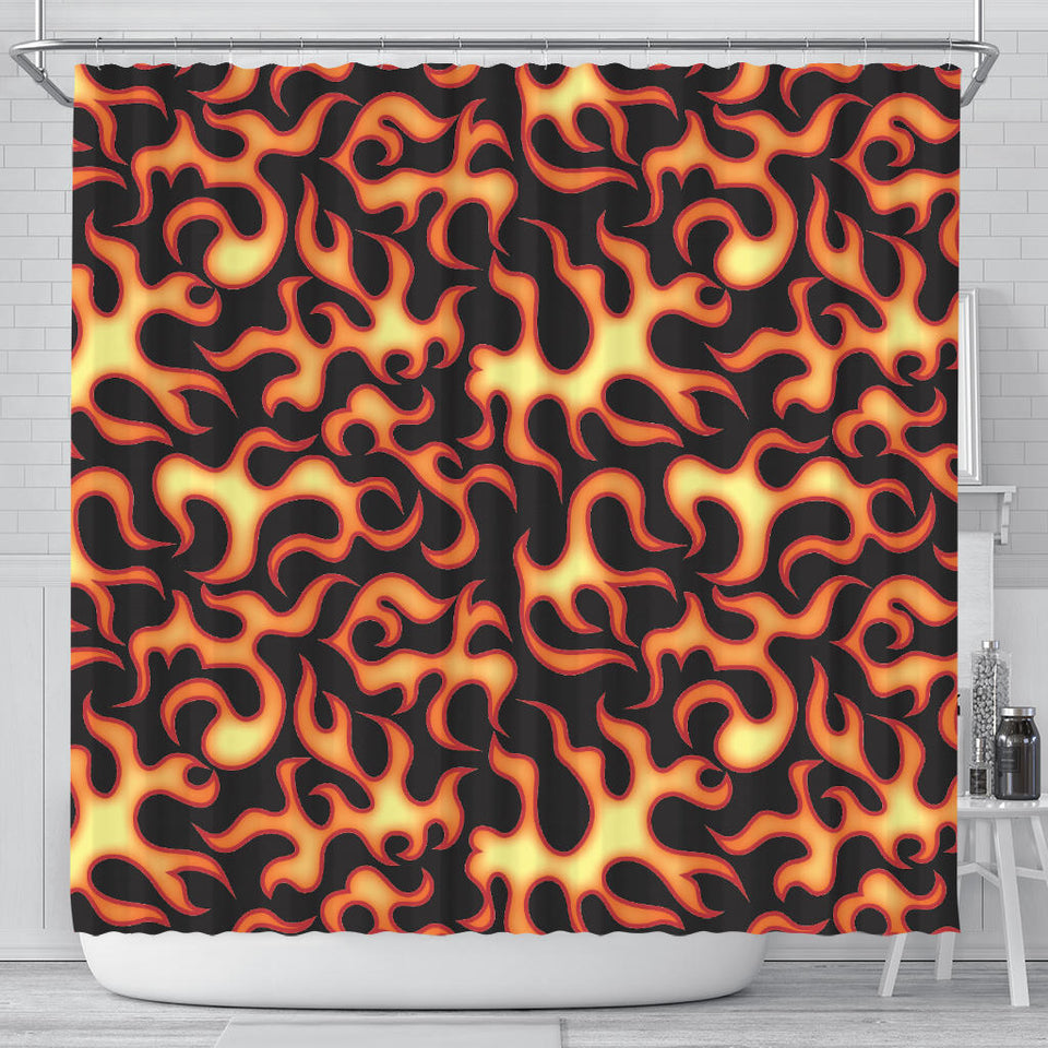 Fire Flame Dark Pattern Shower Curtain Fulfilled In US