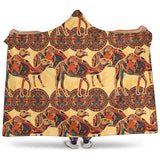 Camel Polynesian Tribal Design Pattern Hooded Blanket