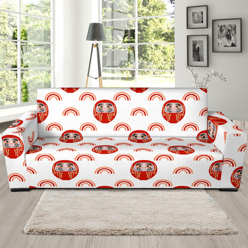Daruma Japanese Wooden Doll Design Pattern Sofa Slipcover