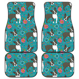 Boston Terrier Beautiful Flower Pattern Front And Back Car Mats