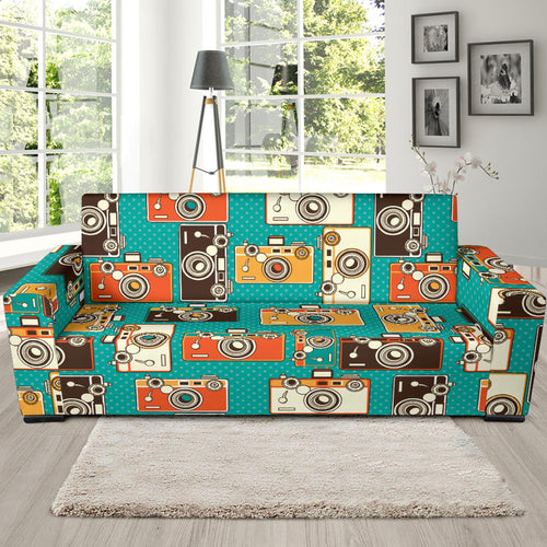 Camera Pattern Print Design 03 Sofa Slipcover