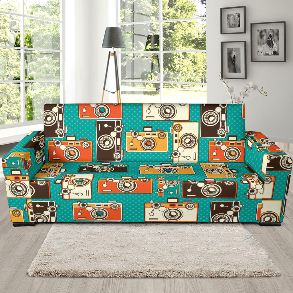 Camera Pattern Print Design 03 Sofa Slipcover
