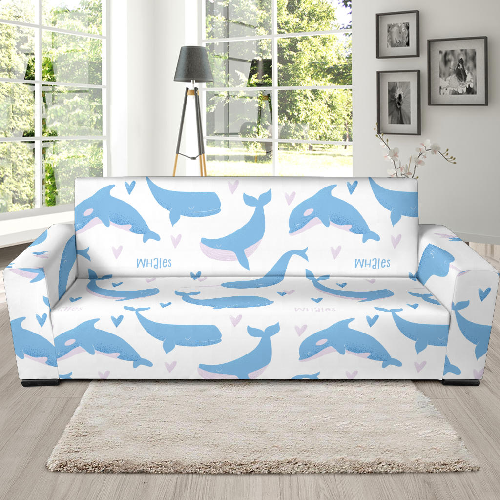 Blue Whale Pattern Sofa Slipcover