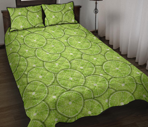 Slices of Lime pattern Quilt Bed Set