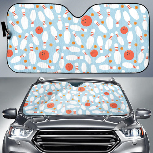 Bowling Ball Bowling Pins Blue Blackground Car Sun Shade