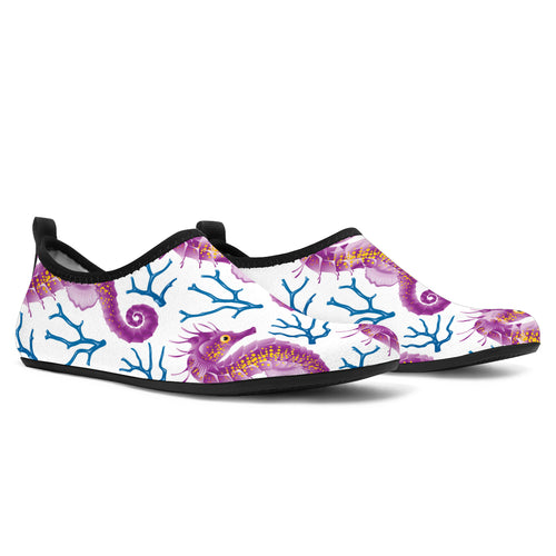 Purple Seahorse Blue Coral Pattern Aqua Shoes