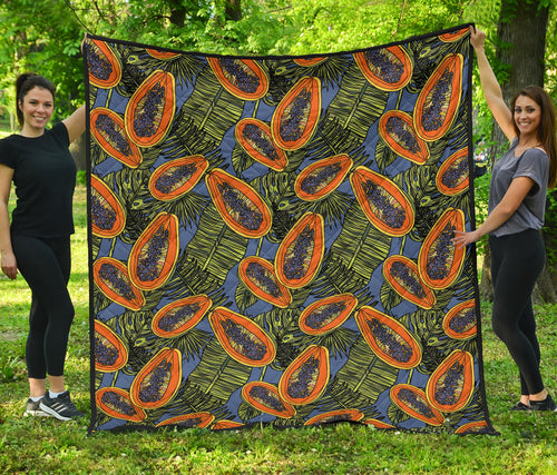 Colorful Papaya Tropical Leaves Premium Quilt