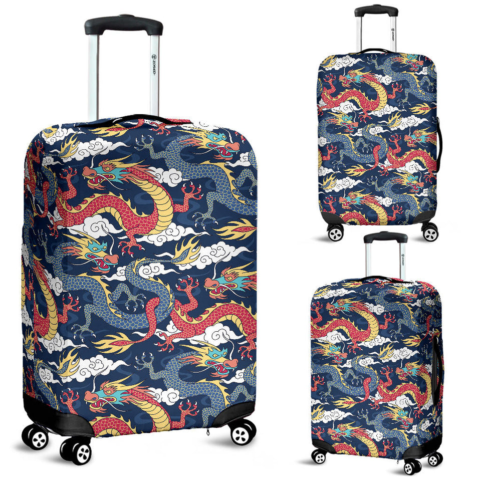 Blue Red Dragon Cloud Pattern Luggage Covers