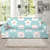 Maneki Neko Lucky Cat Sakura Sofa Slipcover