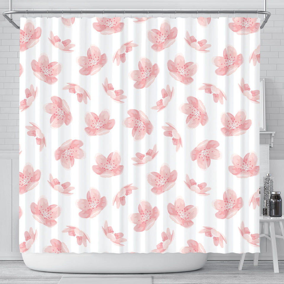 Pink Sakura Cherry Blossom Pattern Shower Curtain Fulfilled In US