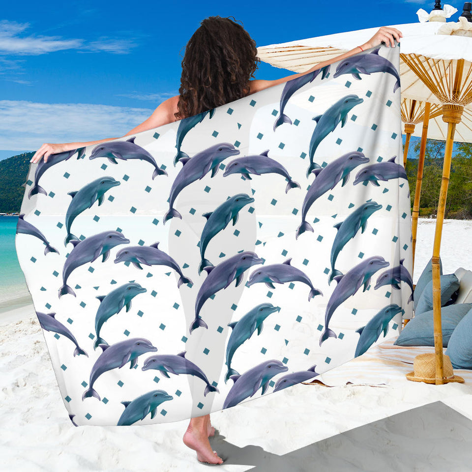 Dolphins Pattern Dotted Background Sarong