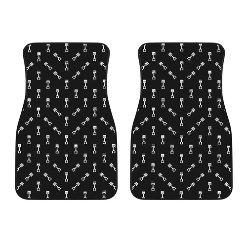Engine Piston Black Theme Pattern Print Design 03 Front Car Mats