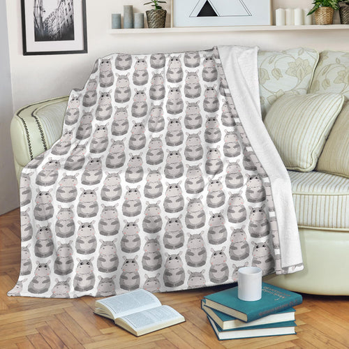 Hippopotamus Pattern Print Design 05 Premium Blanket