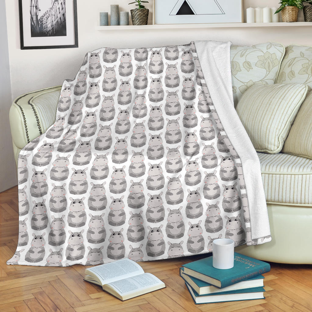 Hippopotamus Pattern Print Design 05 Premium Blanket