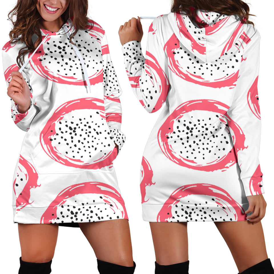 Hand Drawn Dragon Fruit Women'S Hoodie Dress