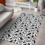 Crow Dark Floral Pattern Area Rug
