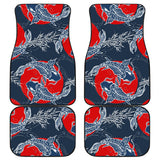 Koi Fish Carp Fishs Hand Drawn Japanese Art Front And Back Car Mats