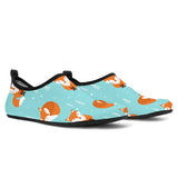 Fox Pattern Blue B Ackground Aqua Shoes