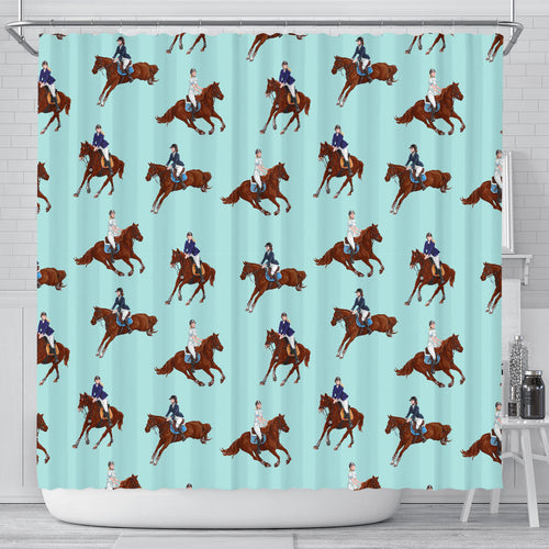 Horses Running Horses Rider Pattern Shower Curtain Fulfilled In US