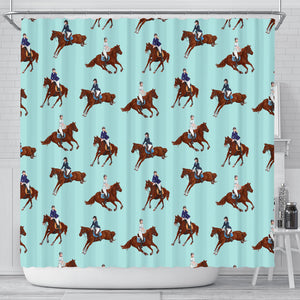 Horses Running Horses Rider Pattern Shower Curtain Fulfilled In US
