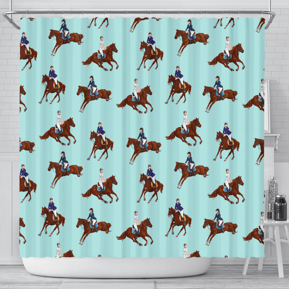 Horses Running Horses Rider Pattern Shower Curtain Fulfilled In US