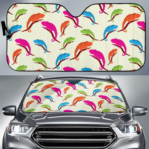 Colorful Chameleon Lizard Pattern Car Sun Shade