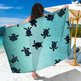 Sea Turtle With Blue Ocean Backgroud Sarong