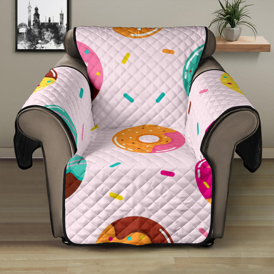 Donut pattern glaze pink background Recliner Cover Protector